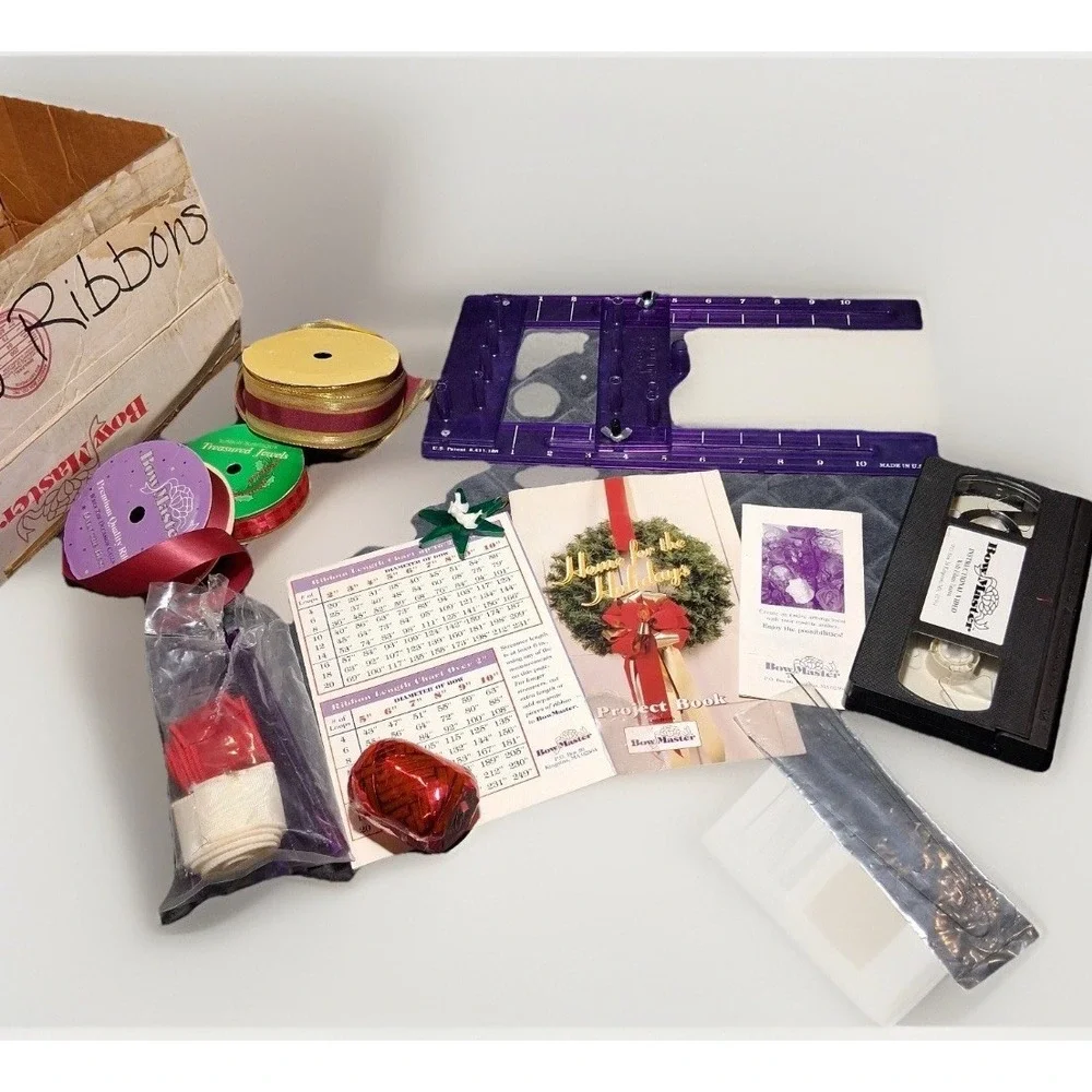 Vintage Bow Master Designer Bow Maker Kit with VHS Ribbons and Project Book